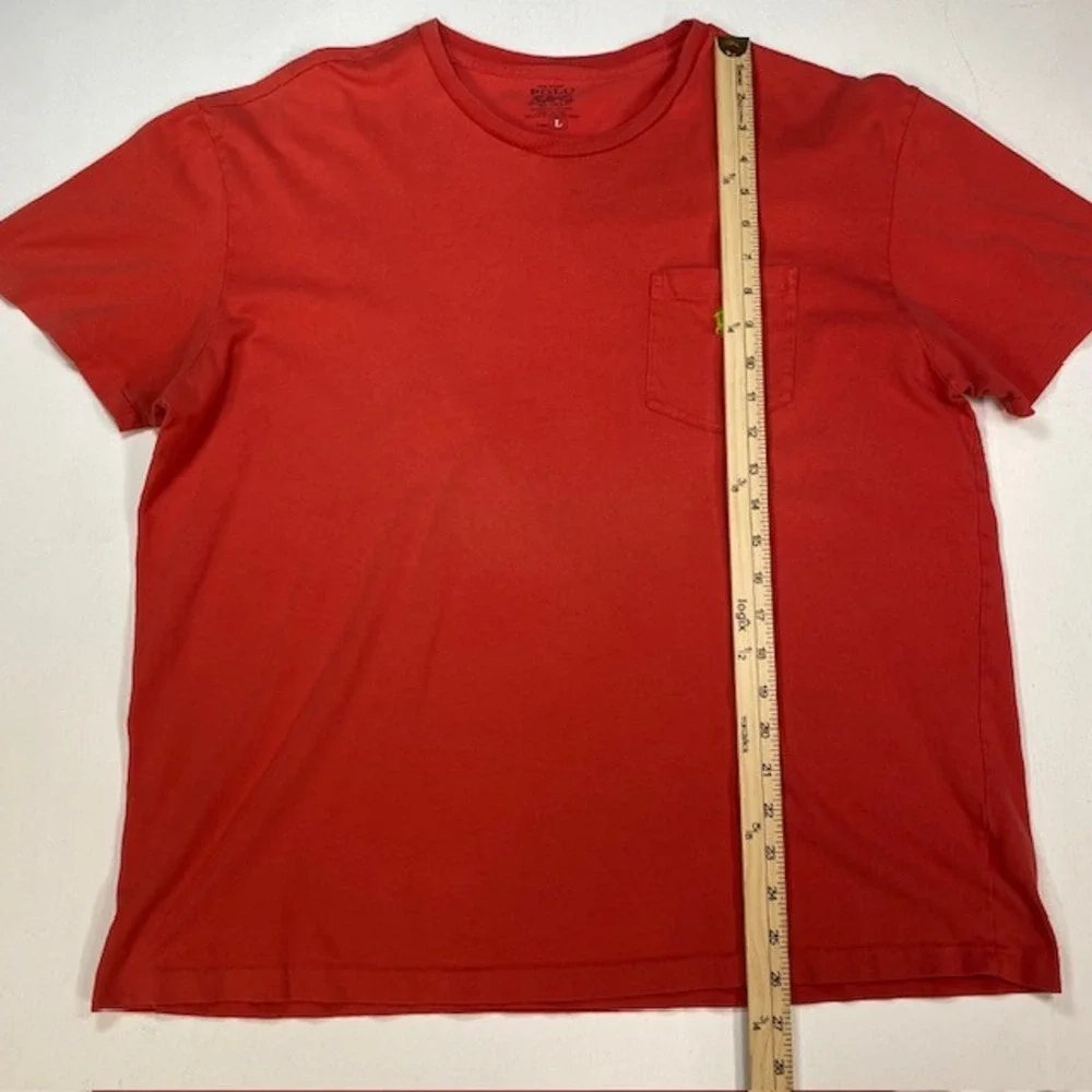 Polo Ralph Lauren Mens Large Red Pocket T-Shirt Lime Green Pony Logo Cotton Tee